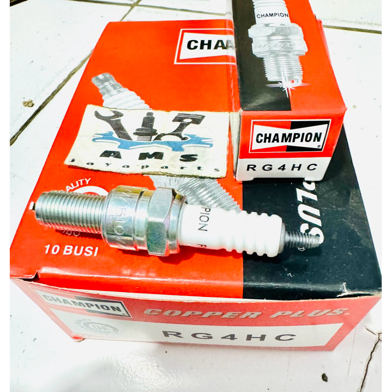 Busi Champion RG4 drat panjang Supra X 125 Karisma Kirana Beat Scoopy Vario 110