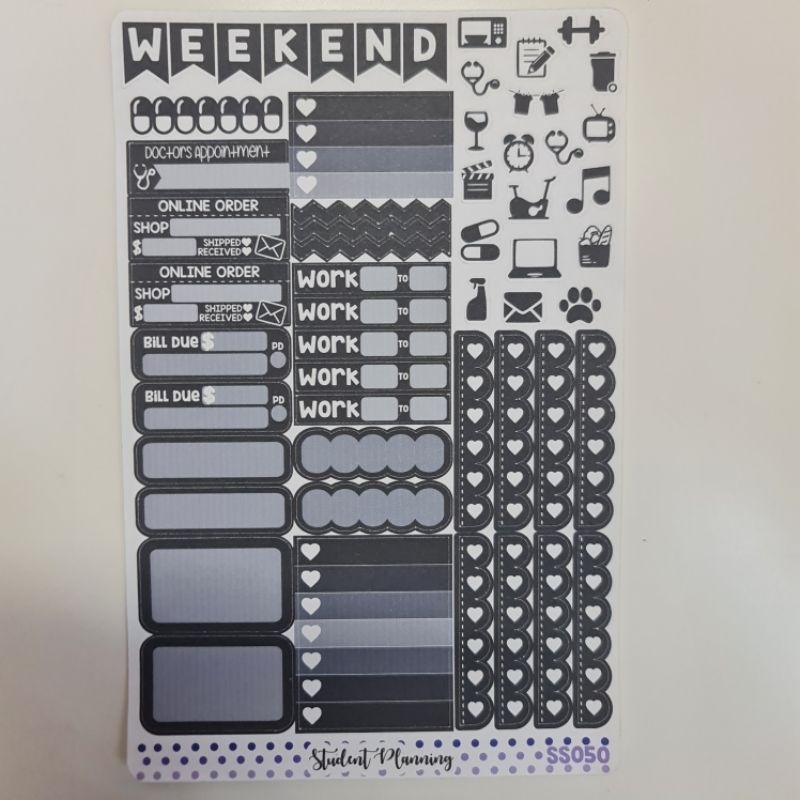 

Student Planning Planner Sticker Monochrome