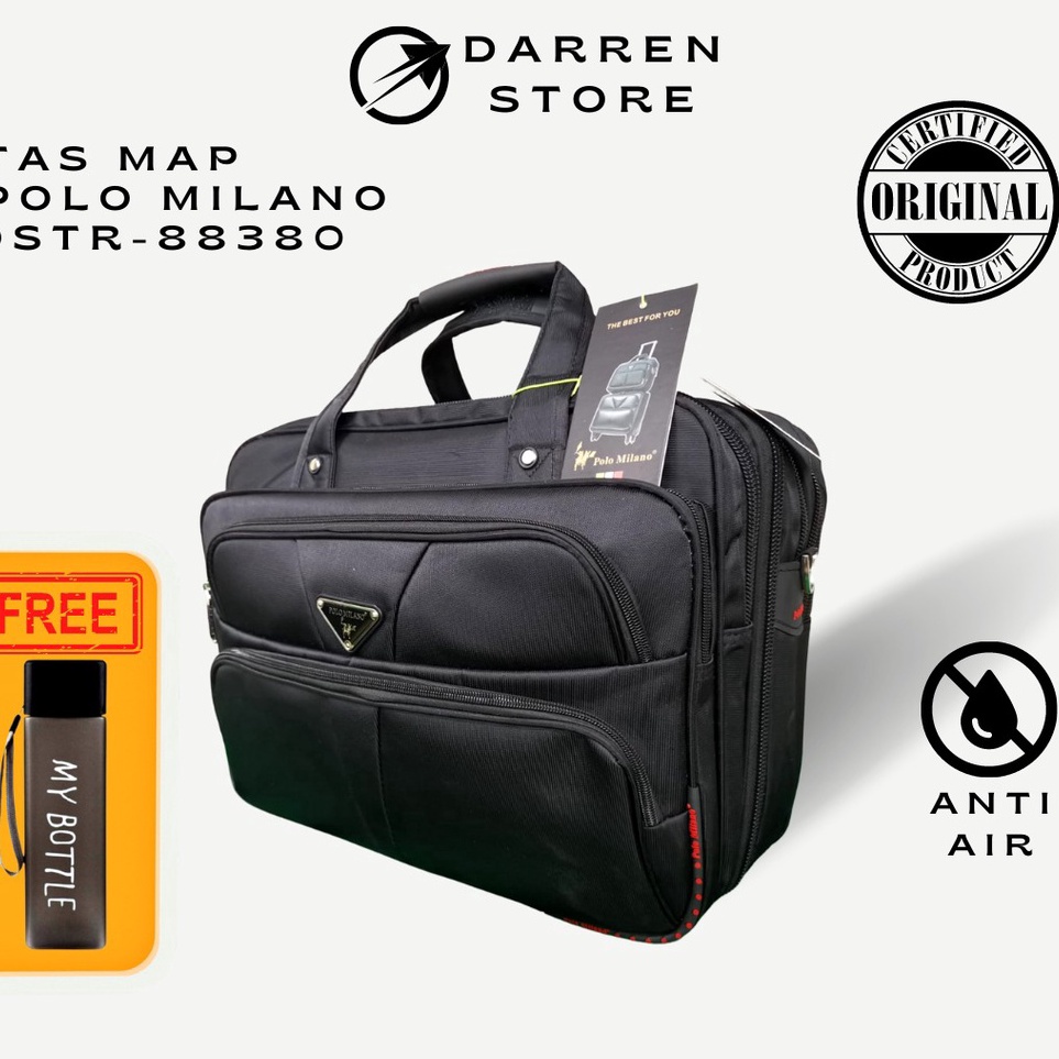 ART V54V Tas Map POLO MILANO 8838 ORIGINAL FREE botol minum Tas Laptop Tas kerja Pria Tas kerja wani