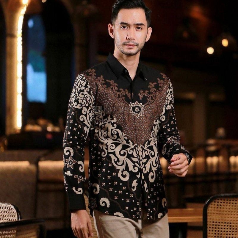 Kemeja Batik Pria Lengan Panjang Batik pria Kemeja pria Baju batik Bahan Polimicro Size M L XL XXL