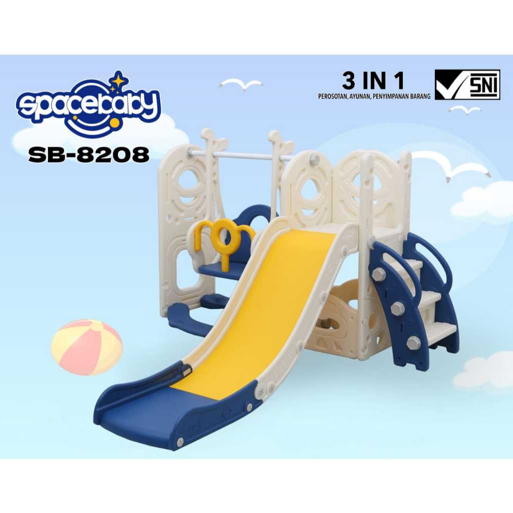 Mainan anak perosotan SPACEBABY SB 8208 playground 3 in 1 perosotan anak murah