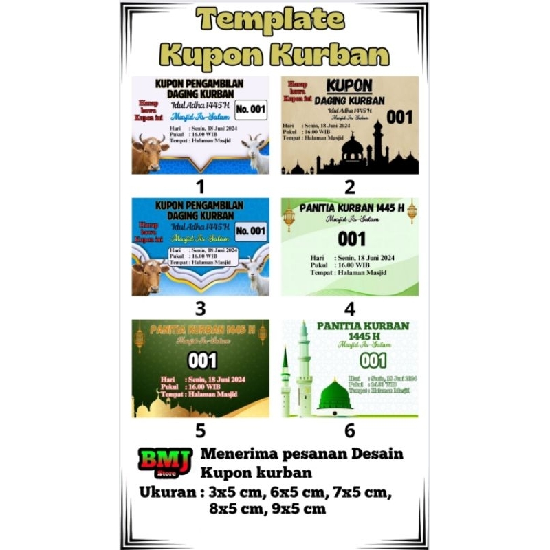 Cetak kartu ucapan kupon Kurban Qurban Idul Adha Bisa Custom Nama dan Alamat