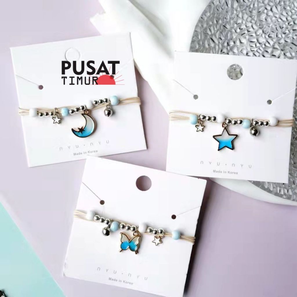 Gelang Tali Bintang Bulan Kupu | Gelang Tangan Korea Bestie | Gelang Tangan Couple | PUSAT TIMUR