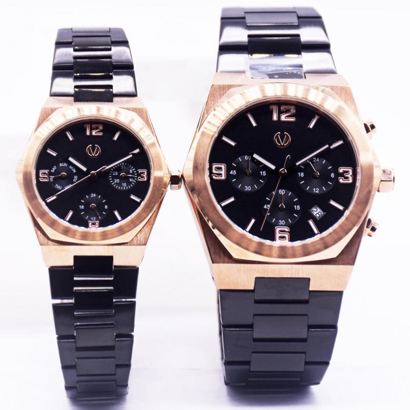 Jam Tangan Couple Chrits Verra CV 922163G-18 BLK & CV 922163L-18 BLK ORIGINAL