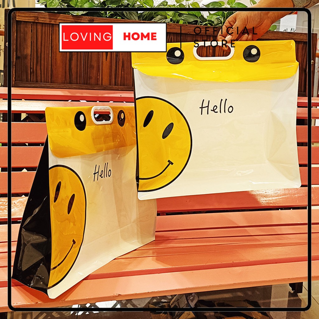 

LOVING HOME - Paper Bag Tas Hadiah Yellow Smile Bahan Pvc Tahan Air Gift Bag Sovenir Premium