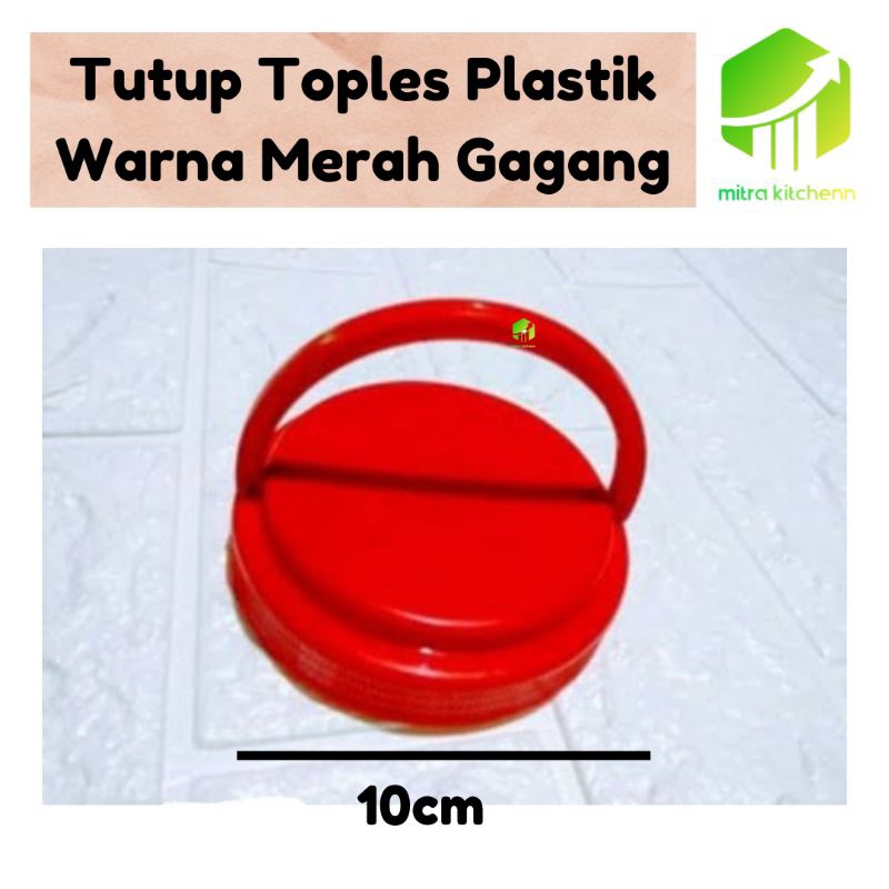 Tutup Toples Plastik Tutup Merah Bulat Tutup Toples Kue Permen Snack Bulat Gagang