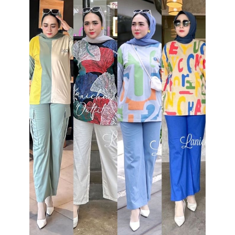 ONE SET KAOS LANICHA/ SET LANICHA/ONE SET /SET TERBARU/ONE SET KAOS