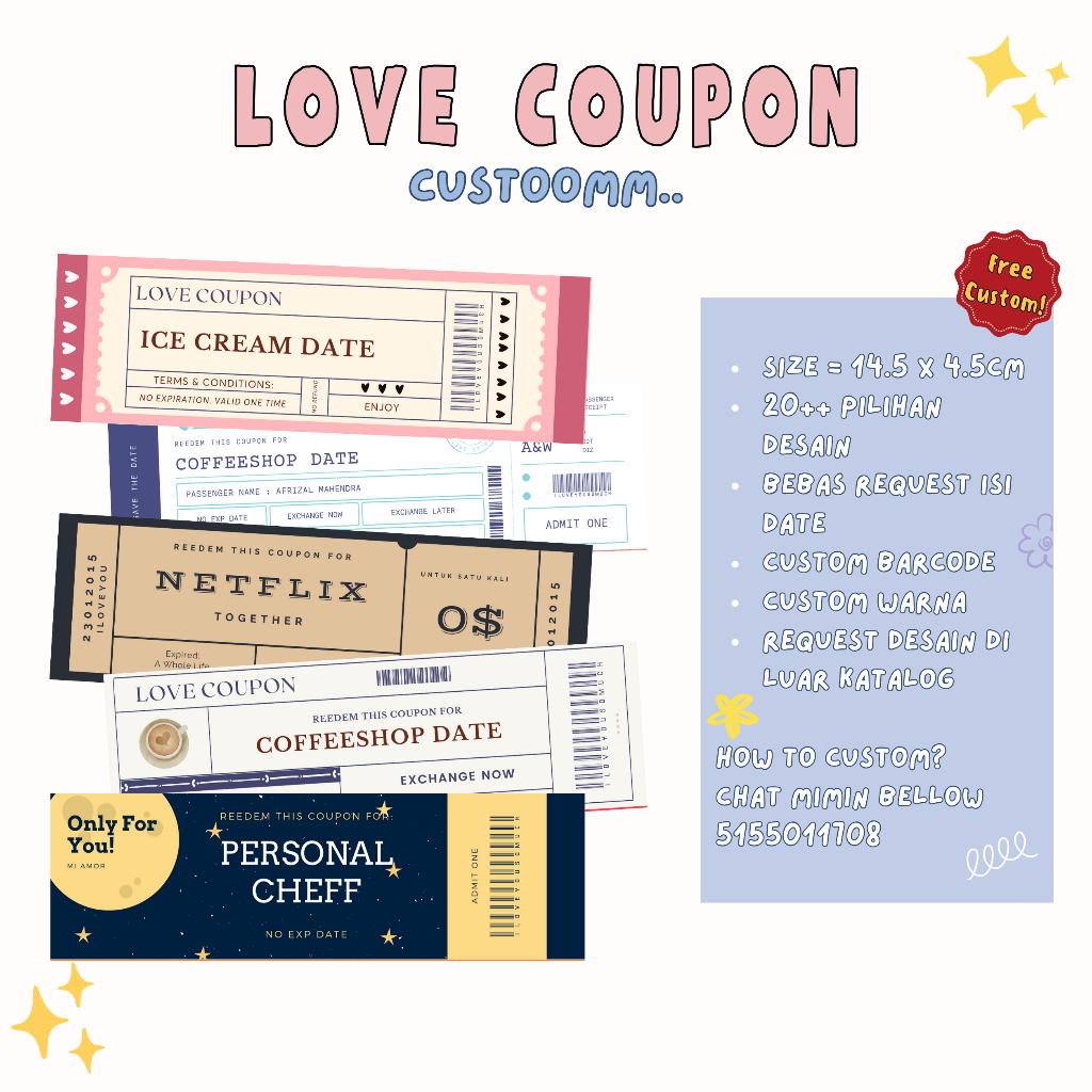 

LOVE COUPON CUSTOM - FOR GF/BF/BESTFRIEND/BRO/SIST KADO UNIK