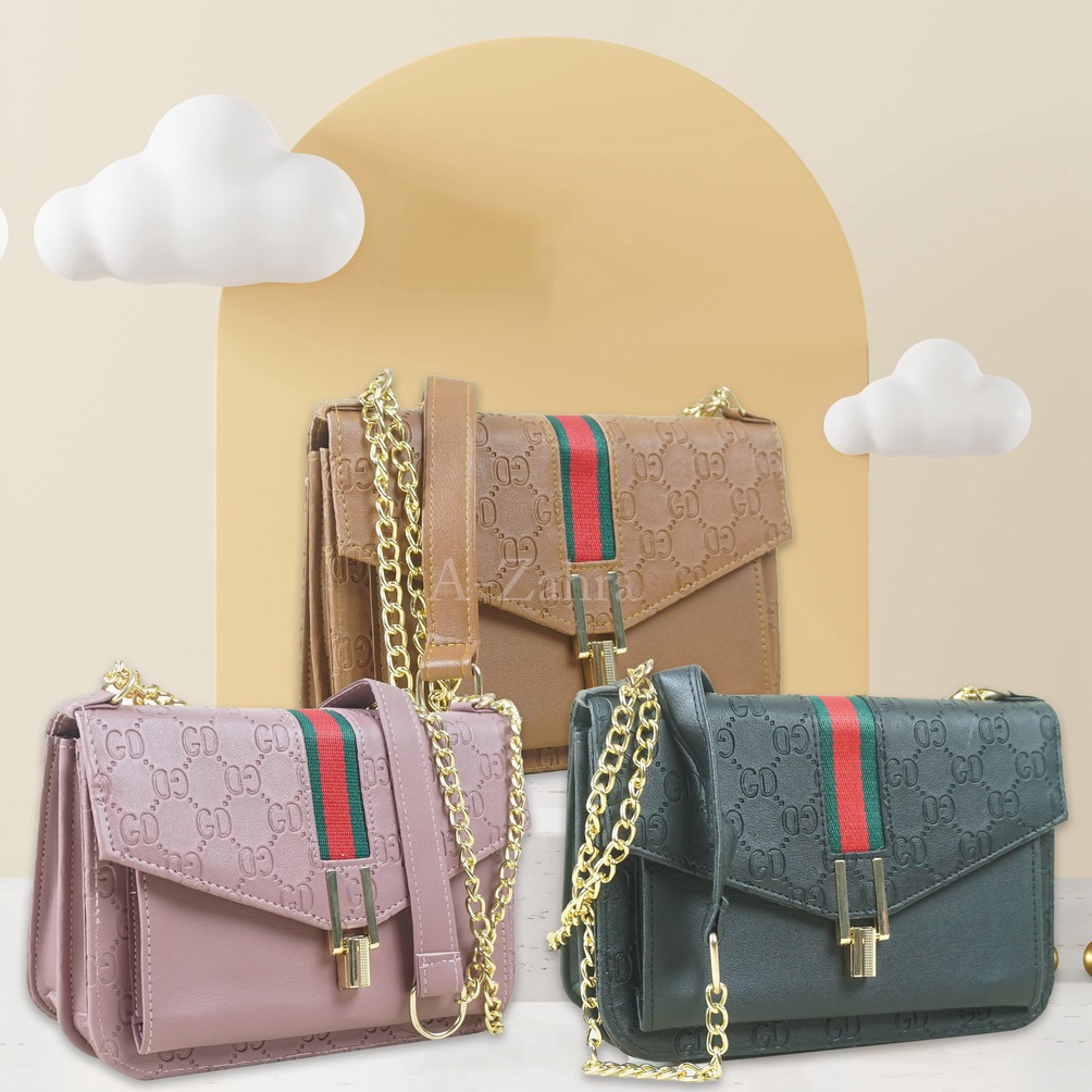 NEW PROMO AZAHRA 55 SLING BAG GD KANCING KETAPEL  TAS MOTIF GD  TAS BAHU GD TALI GOLD