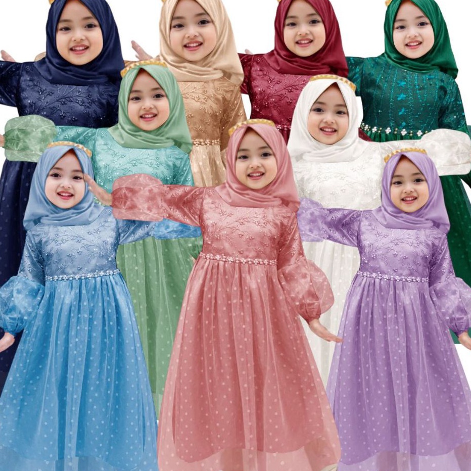 Penjualan TerbaikCOD Gamis anak perempuan Meliana 211thn  baju pesta anak perempuan muslim  baju pes