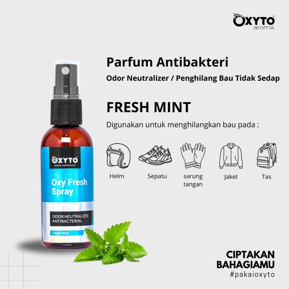 KODE V57P Oxyto Parfum Helm Sepatu Anti Bacterial Penghilang Bau Tidak Sedap Aroma Fresh Mint