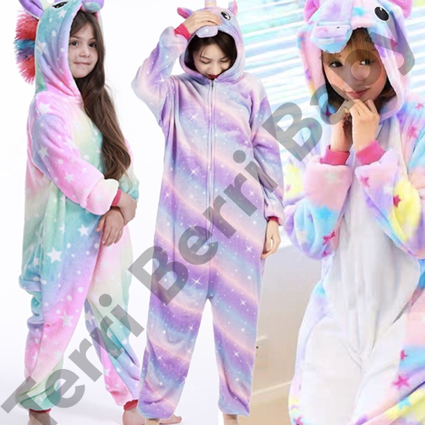 Stok terbaru BAJU KOSTUM ONESIE UNICORN ANIMAL DEWASA ONE SIE KUDA PONI KIGURUMI BINATANG PIAMA HEWA