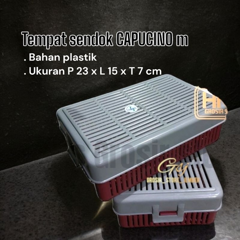 Tempat sendok capucino besar - bahan plastik plus tutup