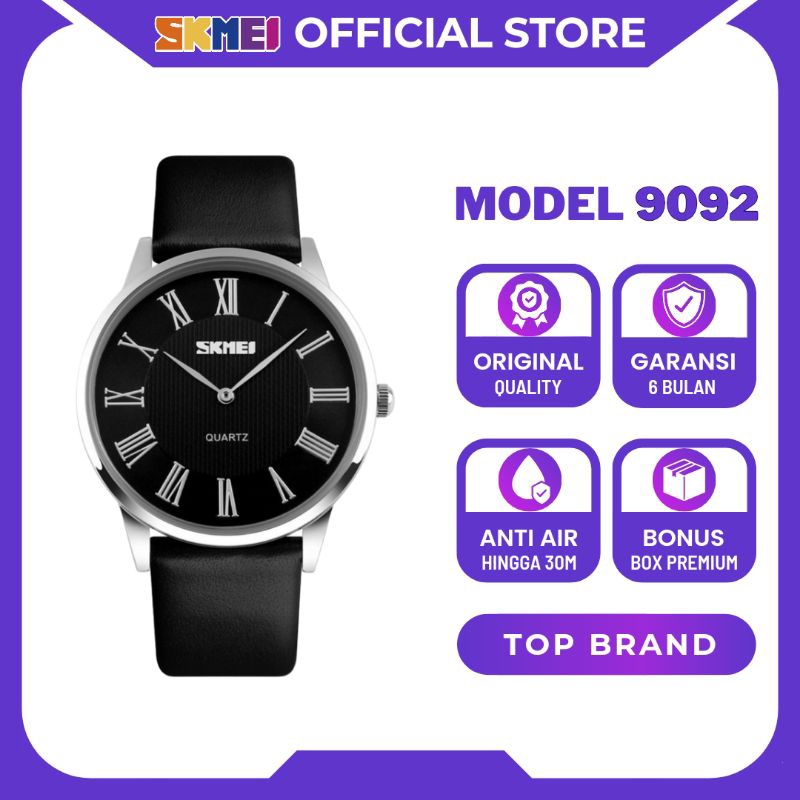 SKMEI Jam Tangan Analog Pria Wanita Elegan Couple Anti Air 9092 Original