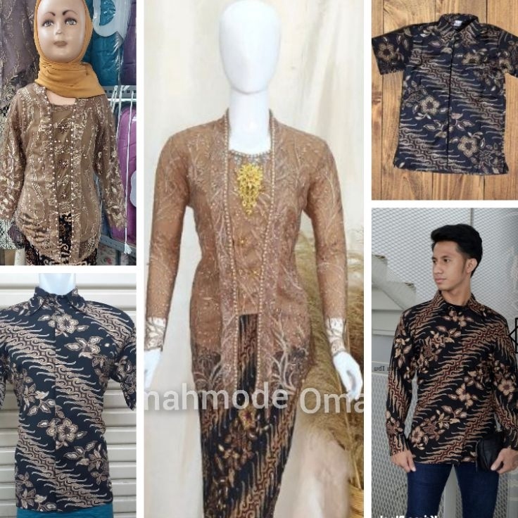 Couple Kebaya Modern Sarimbit Keluarga Model Kutu baru dan Kemeja Batik