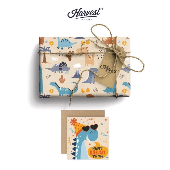

CUCIGUDANG Paket Kertas Kado Kartu Ucapan Harvest Wrap Kit Playground Dino
