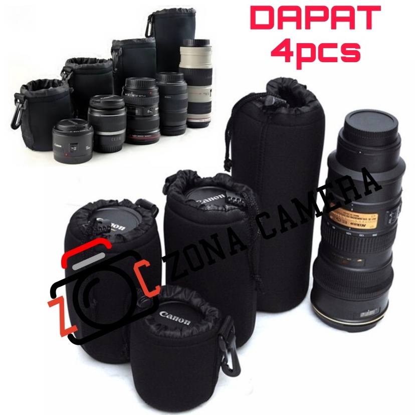 Ready Tas Lensa 4pcs Fix Standart ZOOM TELE Pouch Soft Case Lens Bag Kantong