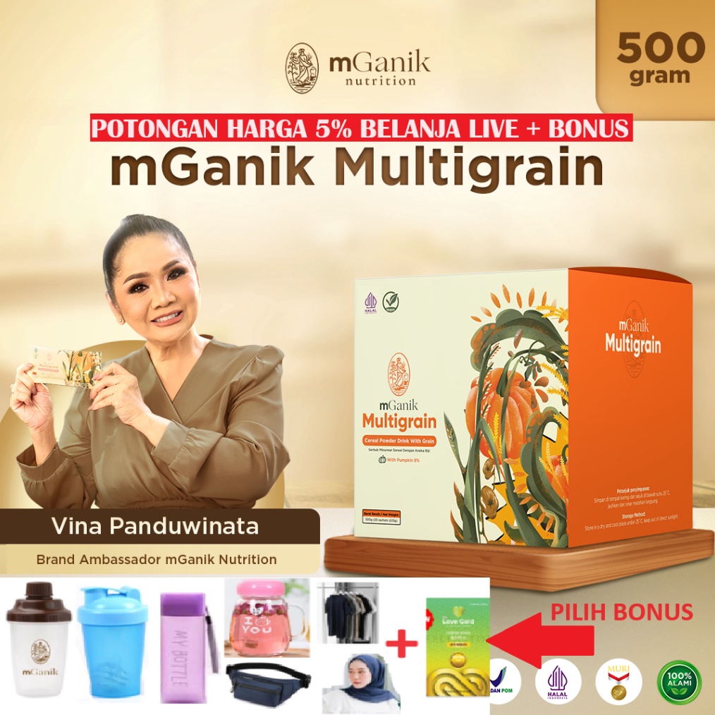 

Terlaris mGanik Multigrain 5gr Bonus Superfood Diabetes Herbal Alami cegah Gula darah dan Kolesterol