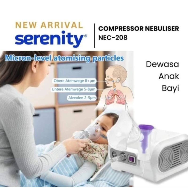 Nebulizer serenity nec 208 / nebulizer bisa dewasa , anak dan bayi