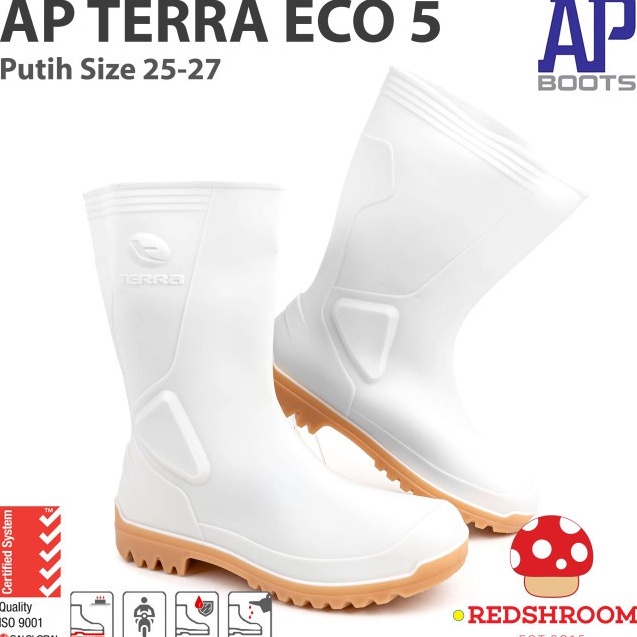 Stok terbaru Sepatu boot Pendek AP Boots AP TERRA ECO 5 PUTIH Karet Lokal Lentur Ringan Anti Slip  A