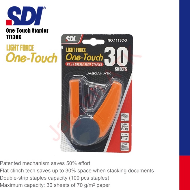 

Teknologi Terkini Stapler One Touch Flat Clinch No1 SDI 1113CX