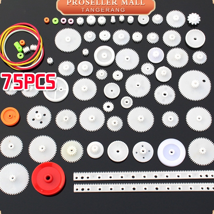 75PCS  Set Gear Mainan Plastik  Roda Gigi Plastik  Gear Plastik Mainan Untuk Mainan RC