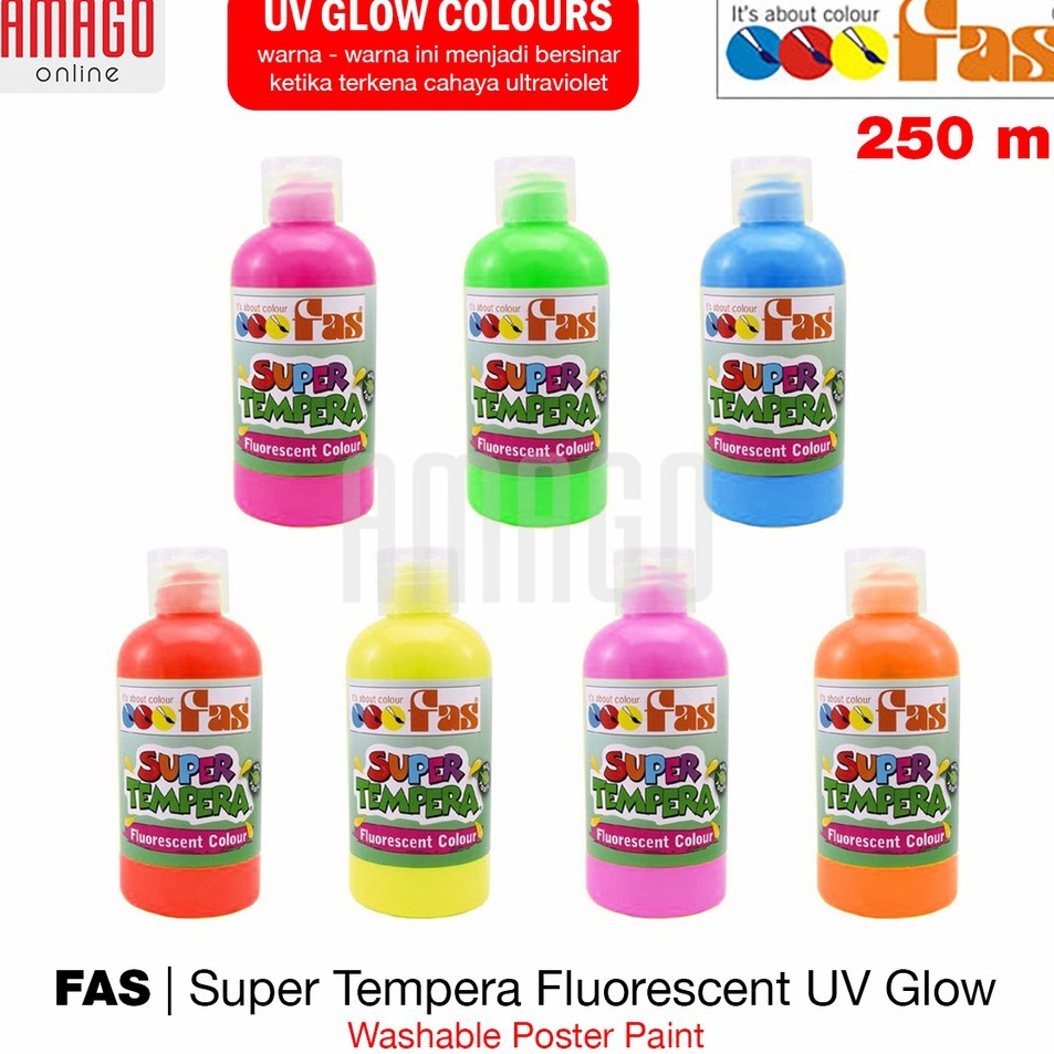 

Cat Lukis FAS Super Tempera Fluorescent UV Glow Paint 25 ml Pilih Warna