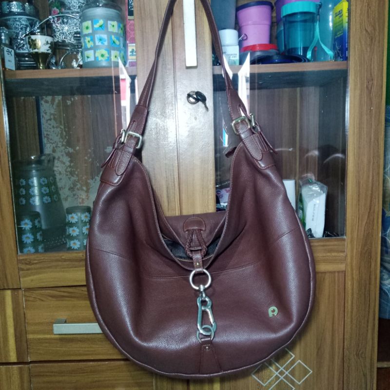 Papillon Preloved K3107 Tas Kulit Wanita Coklat Seken Mulus