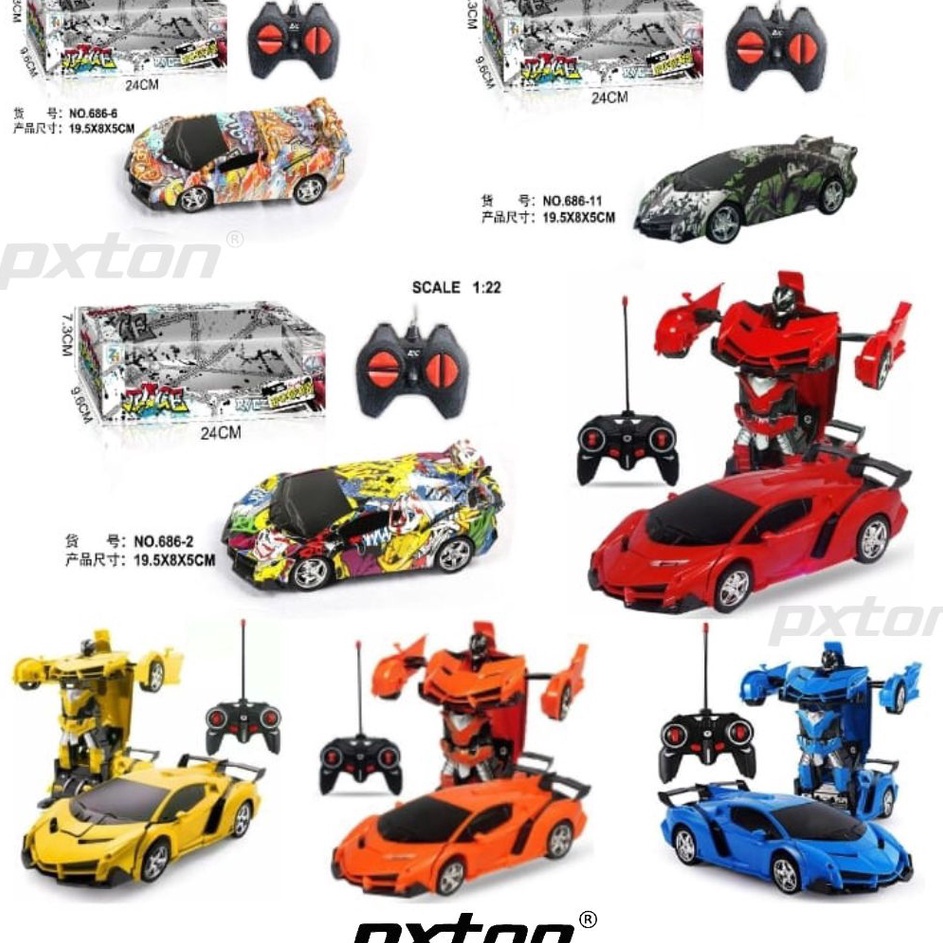 PXTON  RC TRANSFORMER 1 18 MOBIL REMOT JADI ROBOT CAS  mobil remote control  mainan  mainan anak  mo
