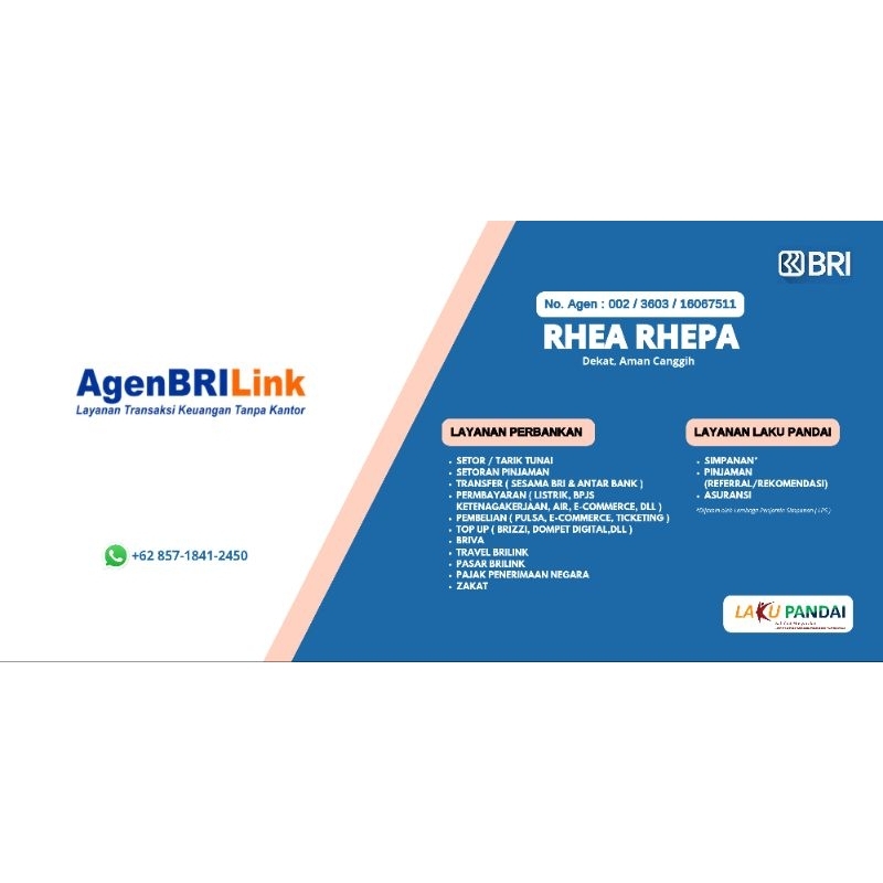 Design Spanduk Konter/BRI Link/Warung/Toko/DLL. ukuran 100x75cm, 100x100cm, 200x100cm, 200x200cm, 15