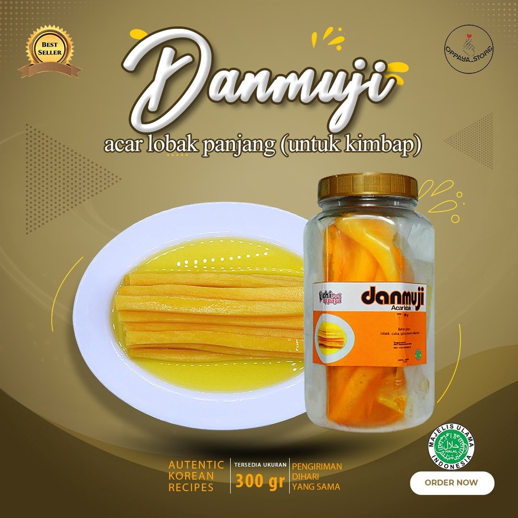 

Danmuji Panjang Kimbab Acar Lobak Kuning Untuk Kimbab 300 Gram Isi 20 Potong Panjang HALAL ORIGINAL