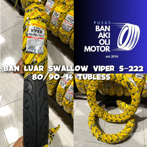 BAN LUAR SWALLOW VIPER  UKURAN 80/90-14 TUBLESS VIPER / NON TUBLES || BAN LUAR MOTOR MATIC SWALLOW 8