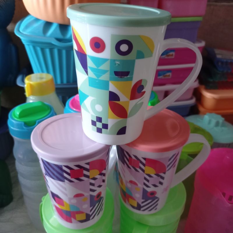 Gelas Cangkir Tutup Mug Minum Motif Plastik Anti Tumpah BGY Bagus