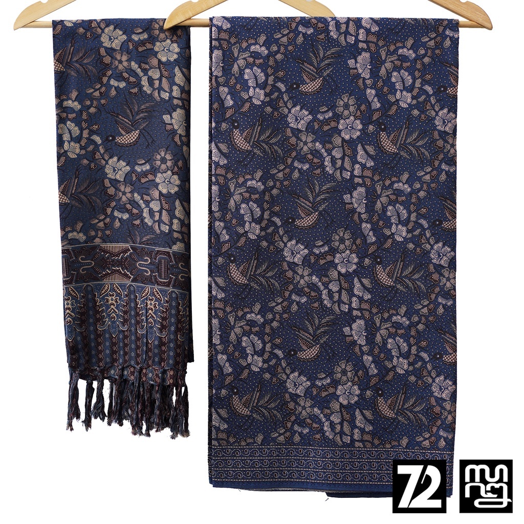 Kain Dan Selendang Premium Motif Burung Warna Biru 724507 Cap 72