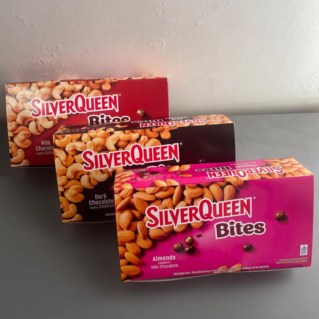

pink SILVERQUEEN BITES 30 GRAM / CASHEW - ALMOND - DARK ( BOX / 12 PC )