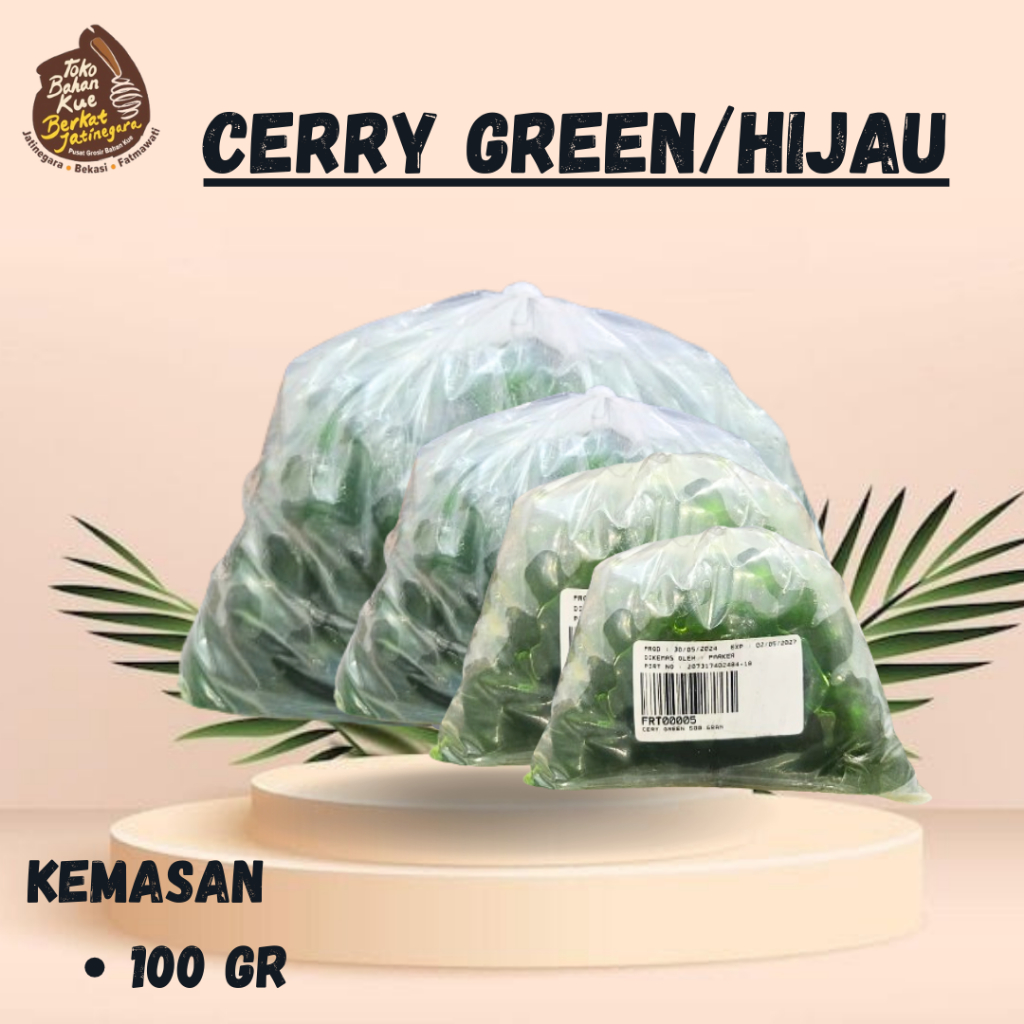 

BUAH CERRY GREEN KEMASAN 100 GRAM / BUAH CERY HIJAU