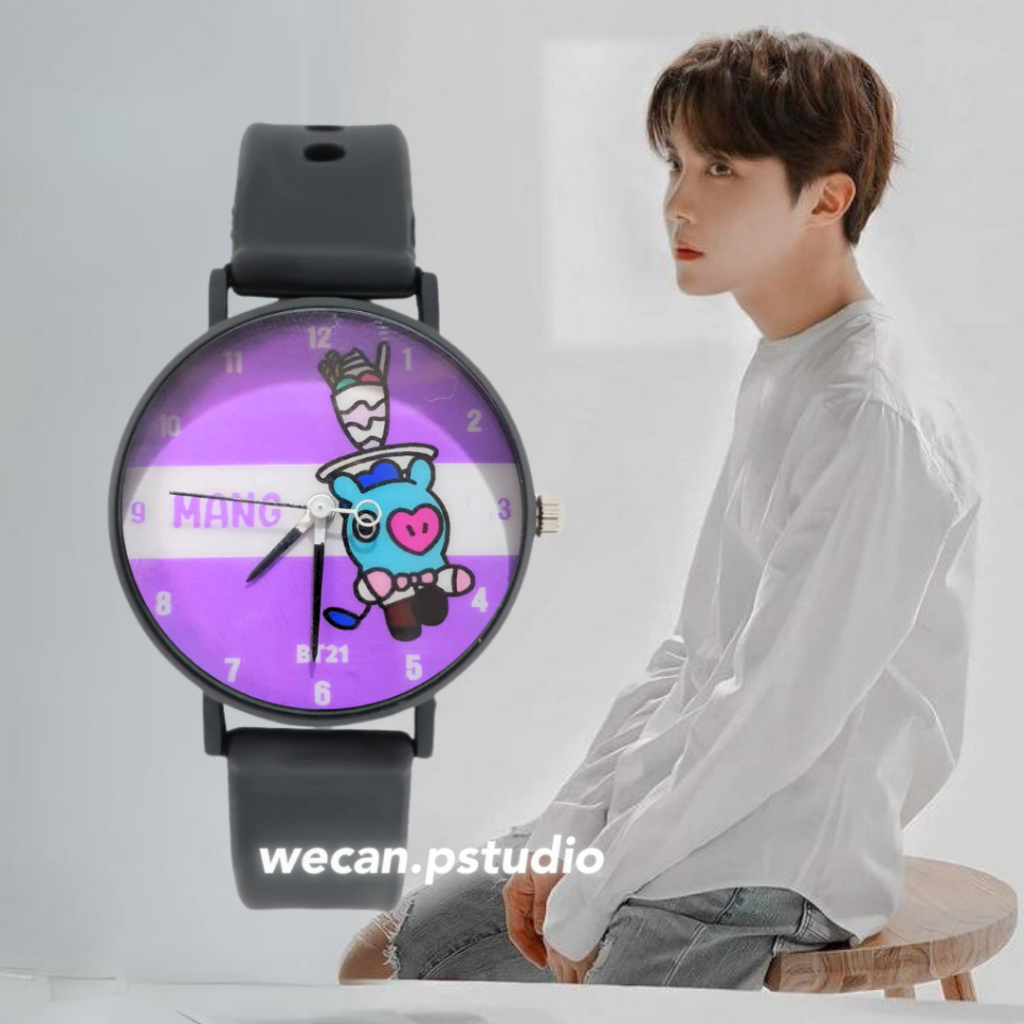 Jam tangan fashion wanita anak perempuan BT21 Karakter Mang ukuran sedang