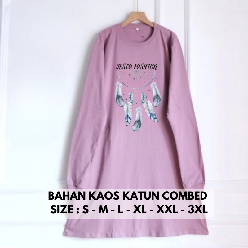 Baju Atasan Wanita Terbaru  Delova Tunik Bahan Kaos Katun Combed Aplikasi Sablon Size  S M L XL XXL 