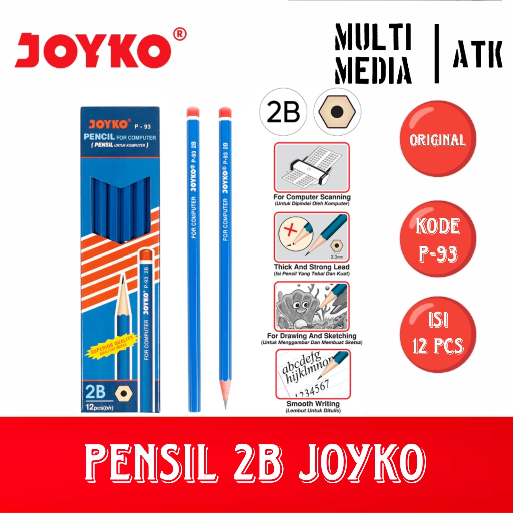 

PENCIL / PENSIL 2B JOYKO P-93 (12 PCS) BIRU