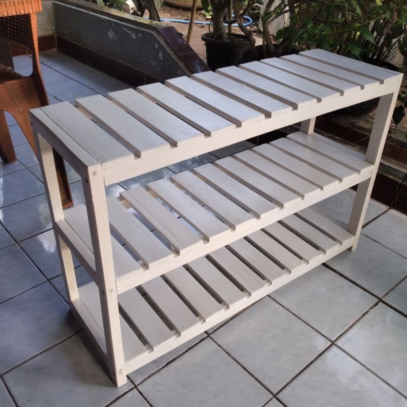 RAK SEPATU KAYU 3 SUSUN / RAK SERBAGUNA MINIMALIS BONGKAR PASANG PERLU DIRAKIT