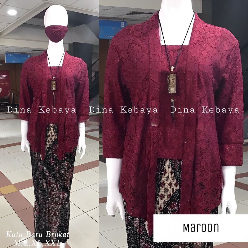 AK • setelan kebaya brokat kutu baru moderen kebaya wisuda mix rok plisket atasan kebaya kartini kek