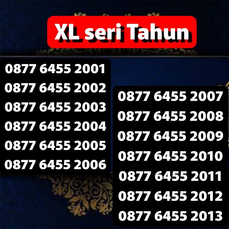 Nomor Cantik XL seri tahun lahir