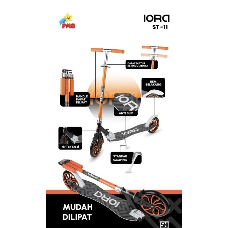 SCOOTER SKUTER ANAK & DEWASA RODA 2 OTOPED ST 11 IORA BAN KARET