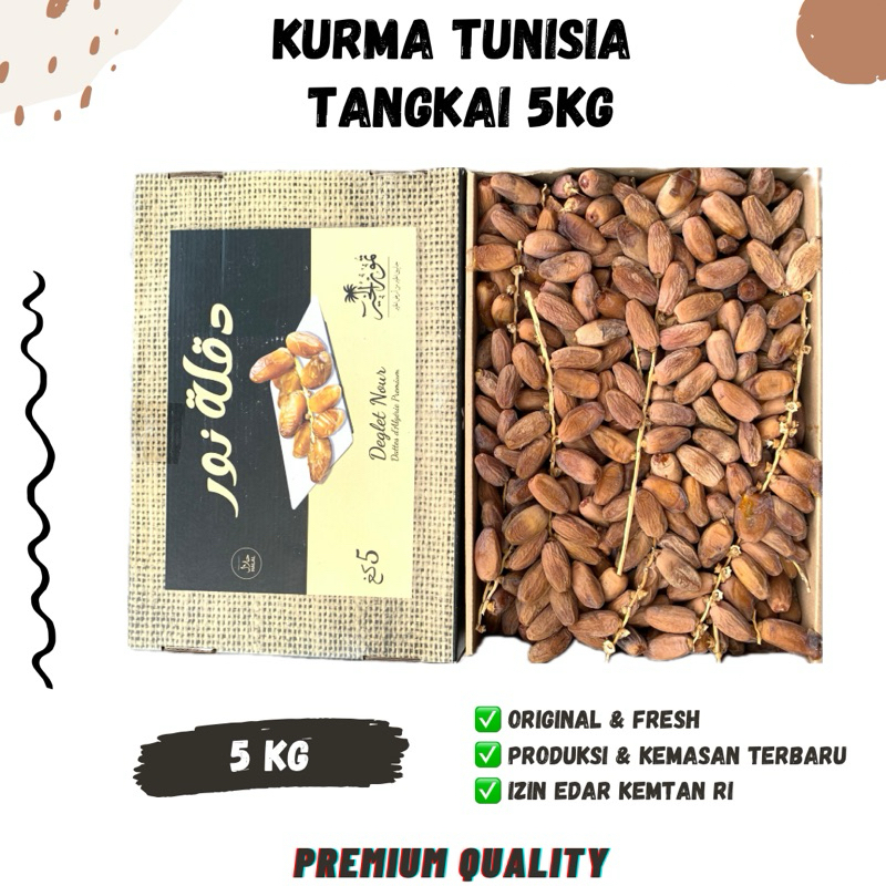 

KURMA TUNISIA TANGKAI DUS 5KG Tunis Bertangkai 5 kg Korma Deglet Nour Branch Dates Natural Algeria