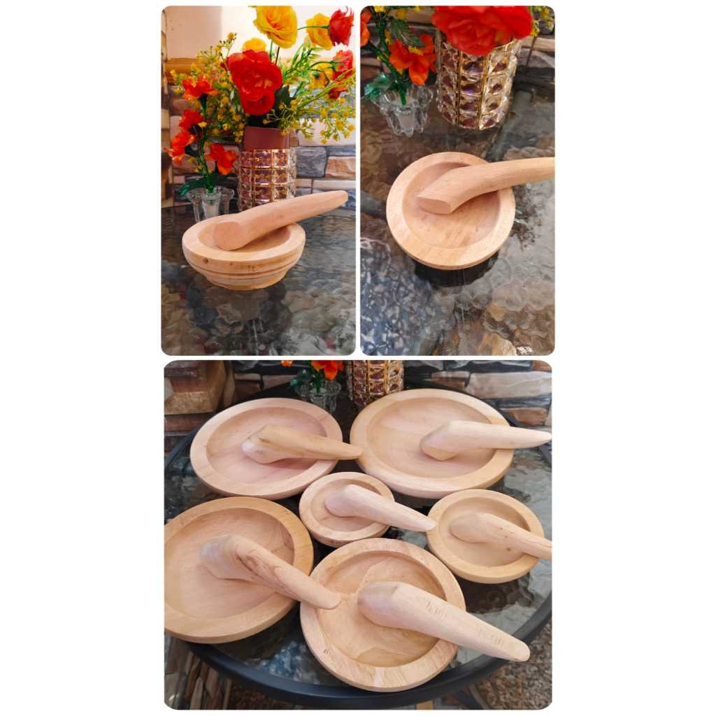 Set Cobek dan ulekan Kayu Cobek Kayu Asli Cobek Kayu Estetik /Set Cobek dan Ulekan Kayu MURAH