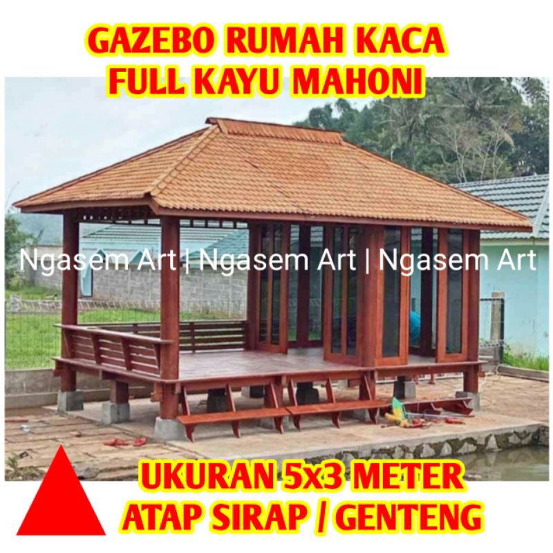 GASEBO RUMAH KACA 3X5 | GAZEBO KAYU MAHONI