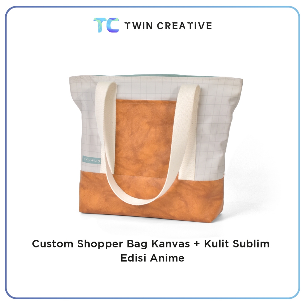 Custom Tote Bag Kanvas Pecinta Anime / Tas Konser & Event Japanese - Shopper Bag + Kulit Sintesis