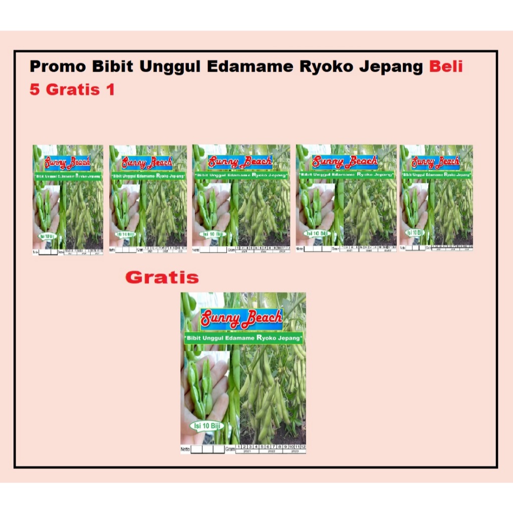 Promo Bibit Unggul Edamame Ryoko Jepang Beli 5 gratis 1