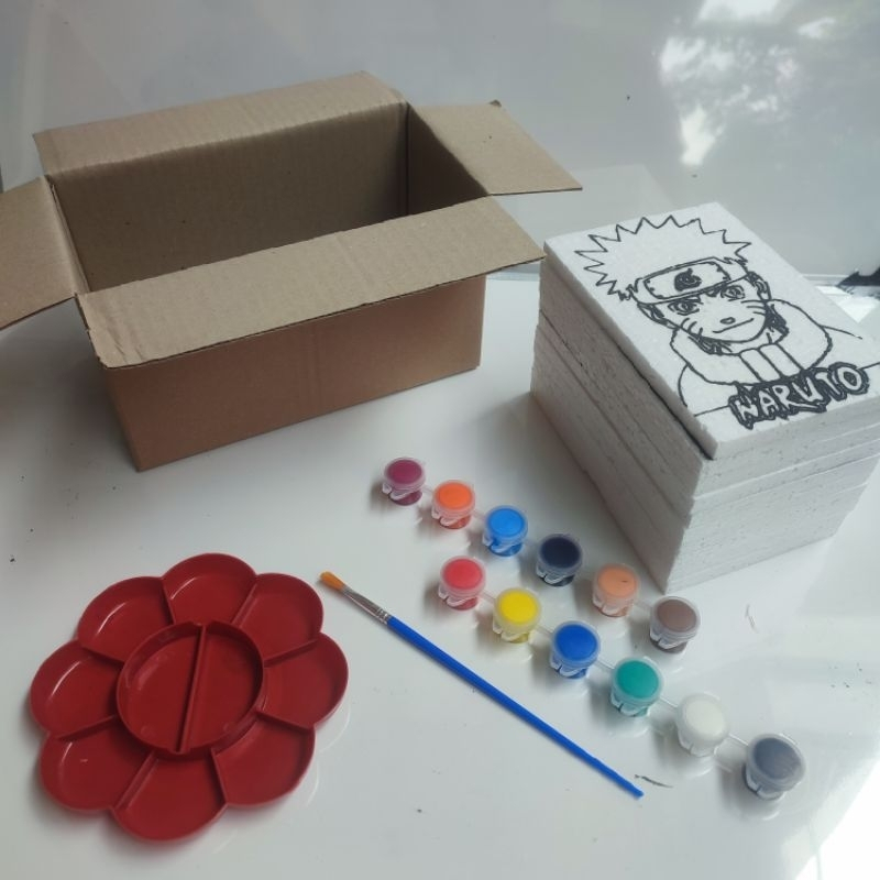 

PAKET HEMAT BELAJAR MENGGAMBAR UNTUK ANAK | PAINTING KIT PAKET HEMAT LENGKAP MEWARNAI STYROFOAM MINI + BOX