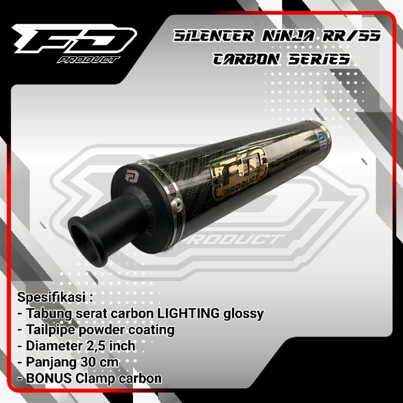 FD PRODUCT - Silencer knalpot Ninja R RR SS karbon Carbon LIGHTING glossy FD Racing product Premium 